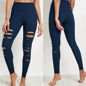 Alo‎ Yoga Womens High Rise Ripped Warrior Leggings Size Small Workout